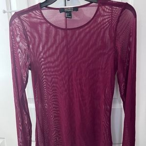 mesh long sleeved red shirt